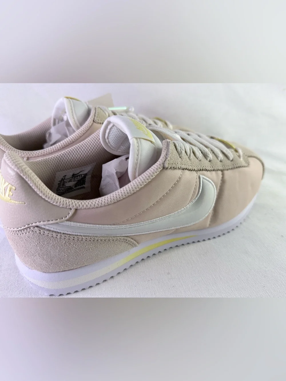 Nike Women’s Cortez Sneakers in Pale Beige with White Swoosh Charm Women’s 8.5